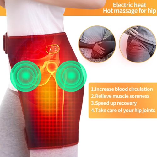 USB Electric Heated Hip Brace Thigh Brace Massager Hip Support Brace for Arthritis Pulled Muscles