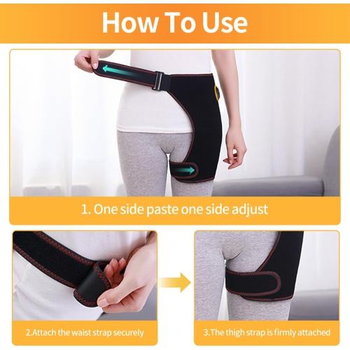 USB Electric Heated Hip Brace Thigh Brace Massager Hip Support Brace for Arthritis Pulled Muscles