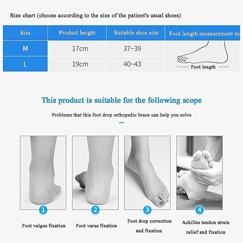 Drop Foot Brace Orthosis Ankle Foot Brace Splint Foot Drop Plantar for Tendonitis Injury Recovery Ankle Strap