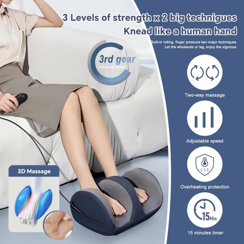 Foot Massage Machine with Heat Deep Tissue Shiatsu Massager Foot Therapy Machine Kneading Hot Compress Foot Calf Massager
