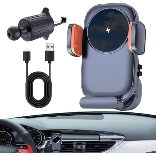 Support de chargeur de voiture sans fil, support de téléphone à chargement rapide, rotation à 360 degrés, adapté à la voiture