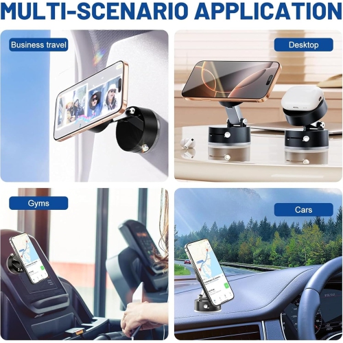 Pliable, portatif, magnétique, porte-téléphone voiture, aspirateur, miroir, adsorption, miroir, support magnétique double face rétractable, rose