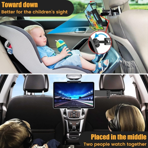 Tablet Holder Car Tablet Holder iPad Headrest Holder 360° Rotation Adjustable Travel Essential Red