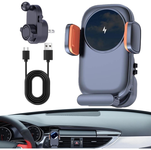 GREEN SCENIC  Car Mobile Phone Charger Holder, Mobile Phone Car Charger | 15W Automatic Clip-On Wireless Charging Mobile Phone Holder, Wireless Car