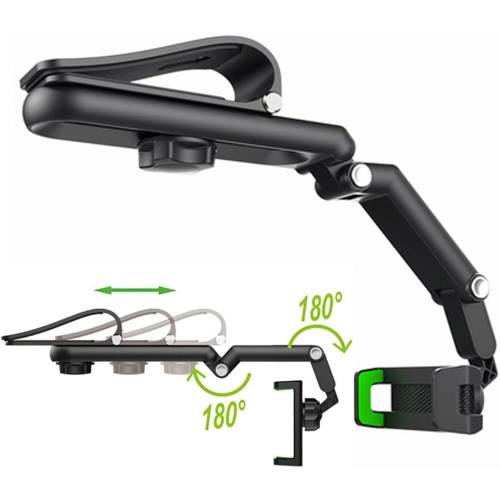 Sun Visor Car Phone Holder, Multi-Function Phone Holder Universal Adjustable Arm 360° Rotation Car Clip Holder Suitable for Sun Visor Rearview Mirror