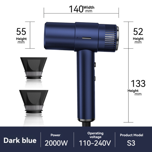 Hair dryer High power hair dryer Screen display Negative ion hair care Brushless hair dryer - dark blue