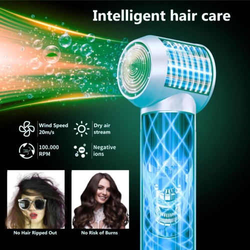 Outils multifonctions pour cheveux Sèche-cheveux 6 en 1, Fer à friser, Peigne lissant, Fer à friser automatique, Séchoir coiffant à air – Avec fil