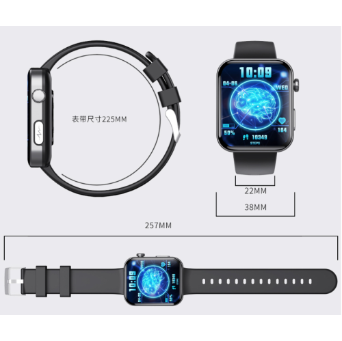 Montre intelligente santé - Écran tactile HD de 2,1 pouces, ECG/saturation en oxygène sanguin/suivi du sommeil, 52 modes de sport, Bluetooth 5,3,