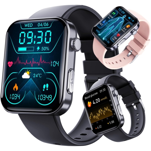 Montre intelligente de 2,1&nbsp;po avec ECG/suivi de l'oxygène sanguin/de la pression, 52 modes de sport, longue autonomie, étanche IP67 - compatible