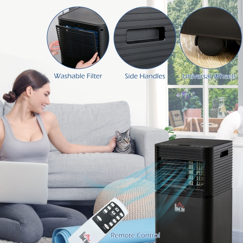 HOMCOM Portable Air Conditioner, 10,000 BTU Portable AC Unit with Cool, Dehumidifier, Fan, Sleep Modes, Remote Control, 24H Timer, Window Kit, 441