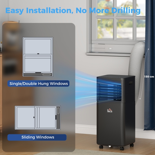 HOMCOM Portable Air Conditioner, 10,000 BTU Portable AC Unit with Cool, Dehumidifier, Fan, Sleep Modes, Remote Control, 24H Timer, Window Kit, 441