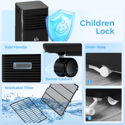 HOMCOM Portable Air Conditioner, 10,000 BTU Portable AC Unit with Cool, Dehumidifier, Fan, Sleep Modes, Remote Control, 24H Timer, Window Kit, 441