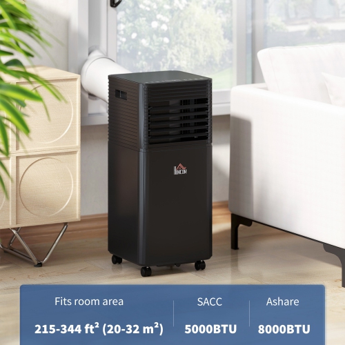 HOMCOM Portable Air Conditioner, 8,000 BTU Portable AC Unit with Cool, Dehumidifier, Fan, Sleep Modes, Remote Control, 24H Timer, Window Kit, 344 Sq.