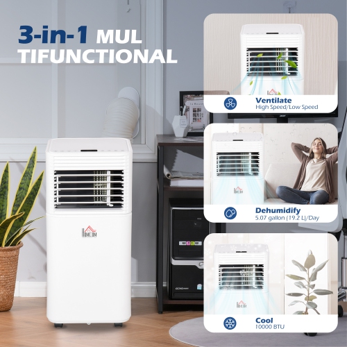 HOMCOM Portable Air Conditioner, 10,000 BTU Portable AC Unit with Dehumidifier & Fan, Sleep Modes, 24H Timer, Remote Control, Rooms up to 441 Sq. ft