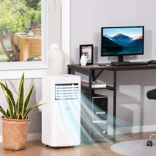 HOMCOM Portable Air Conditioner, 8,000 BTU Portable AC Unit with Cool, Dehumidifier, Fan, Sleep Modes, Remote Control, 24H Timer, Window Kit, 344 Sq.