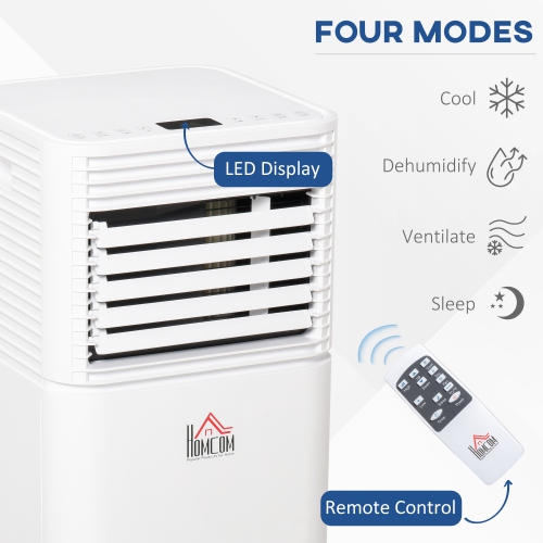 HOMCOM Portable Air Conditioner, 8,000 BTU Portable AC Unit with Cool, Dehumidifier, Fan, Sleep Modes, Remote Control, 24H Timer, Window Kit, 344 Sq.