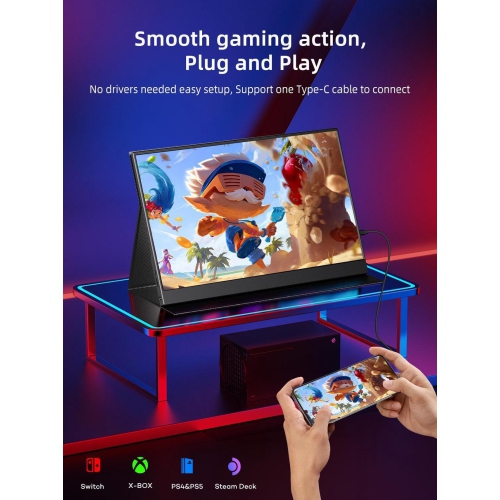 UPERFECT 15.6" Portable Monitor 1200:1 HDR NEW FHD Eye-care Portable Gaming Monitor For PS6 Xbox VESA Mount