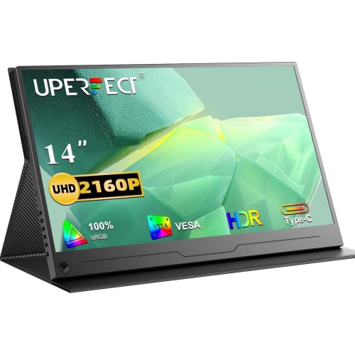 UPERFECT 14" 4K 60Hz Portable Gaming Monitor USB C Screen UHD Travel Monitor for Laptop, 3840P×2160P IPS Screen