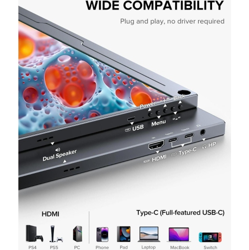 UPERFECT 14" 4K 60Hz Portable Gaming Monitor USB C Screen UHD Travel Monitor for Laptop, 3840P×2160P IPS Screen