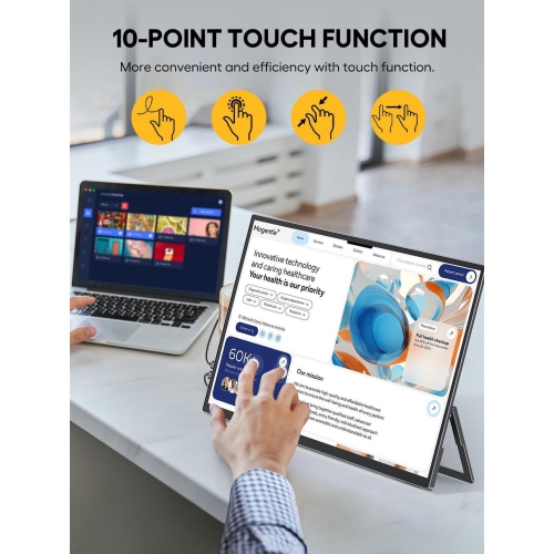 UPERFECT 18.5" 120Hz Touchscreen Portable Monitor 1080P For Xbox PS Gaming Monitor 120Hz w/180° Adjustable Stand &VESA