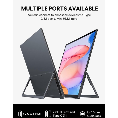 UPERFECT 18.5" 120Hz Touchscreen Portable Monitor 1080P For Xbox PS Gaming Monitor 120Hz w/180° Adjustable Stand &VESA