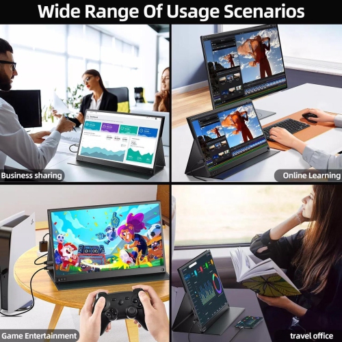 UPERFECT Portable Monitor 16.1'' 144Hz Portable Gaming Monitor 100% sRGB 1080P HDR FHD Kickstand Screen
