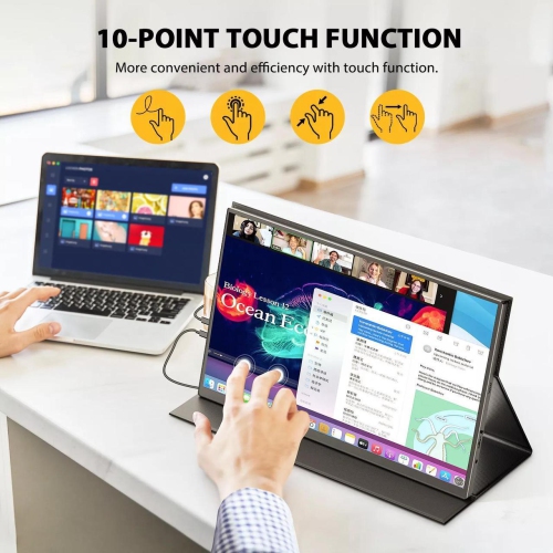 UPERFECT 18.5" 120Hz Touchscreen Portable Monitor 1080P 120Hz Gaming Monitor 1ms FreeSync Ultra Slim HDMI USB C w/VESA