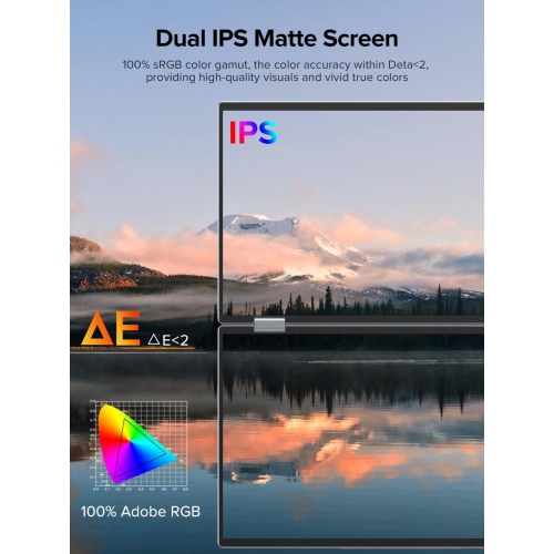 UPERFECT 15.6" 1080P Dual Portable Monitor, Fold Gaming Monitor Portable Display For Laptop Screen Extender Bult-in Stand VESA