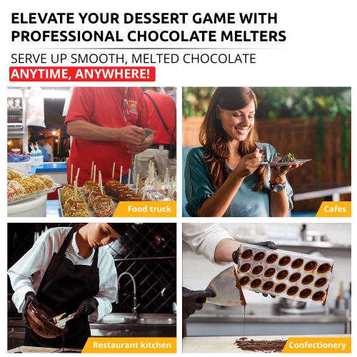 AP-332 Chocolate Melter | DIGITAL Electric Chocolate Warmer | Commercial Stainless Steel Fondue Pot | 5 Pots 21 lb | 110V