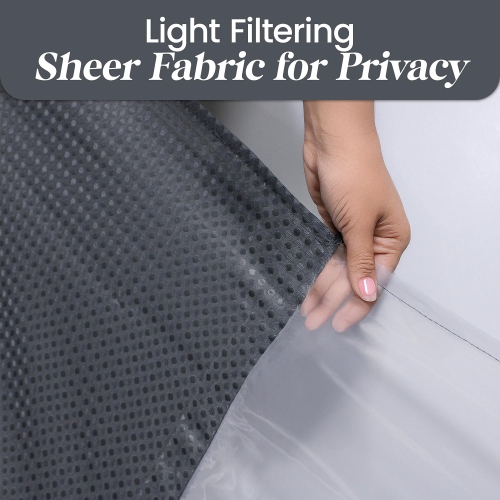 Canadian Linen Hookless Shower Curtains, 72"x72" Mildew Water Resistant Washable Polyester Bathtub Shower Curtains for Bathroom, Grey Sheer Top Design