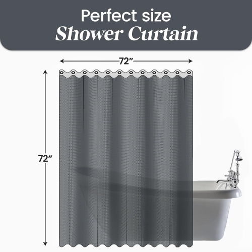 Canadian Linen Hookless Shower Curtains, 72"x72", Mildew Water Resistant Washable Polyester Bathtub Shower Curtains for Bathroom, Grey Waffle Design