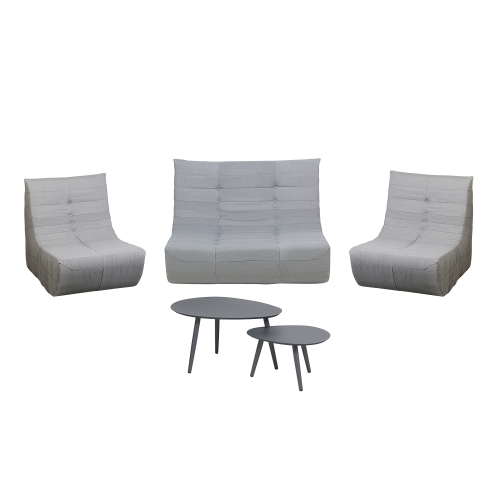 Ensemble 5 pièces avec causeuse et table en mousse à compression grise de Deko Living