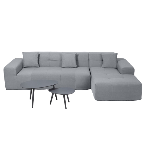 Deko Living 3 Piece Gray Outdoor Compression Foam Sofa and Table Set