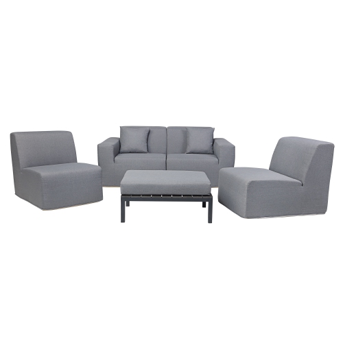 Deko Living 4 Place Seating Gray Outdoor Compression Foam Sofa and Table Set