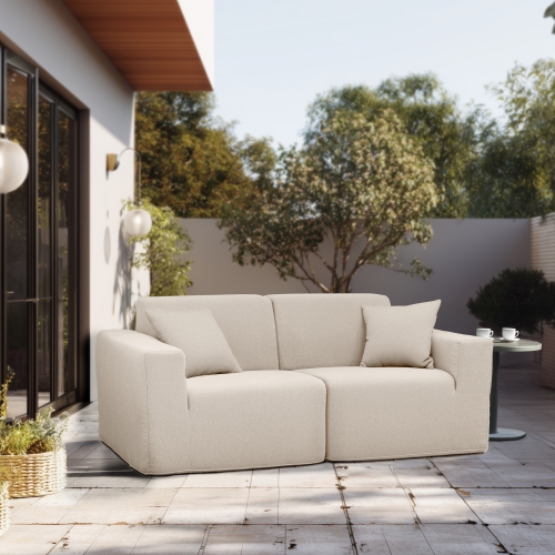 Deko Living 2 Place Seating Beige Outdoor Compression Foam Sofa Set