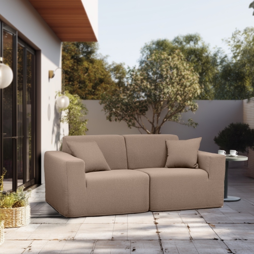 Deko Living 2 Place Seating Brown Outdoor Compression Foam Sofa Set