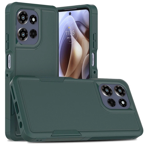 [CS] Dual Layers Heavy Duty Rubber Armor Hard Case Cover for Motorola Moto G Power 5G 2025, Midnight Green
