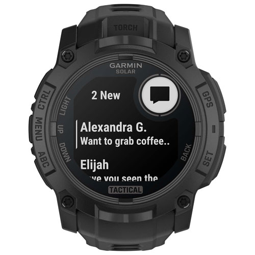 Garmin Instinct 3 Solar Tactical Edition 50mm Bluetooth Multisport Smartwatch - Black