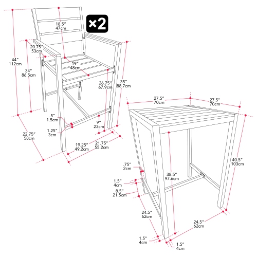 CorLiving 3-Piece Gallant Aluminum Outdoor Bar Set