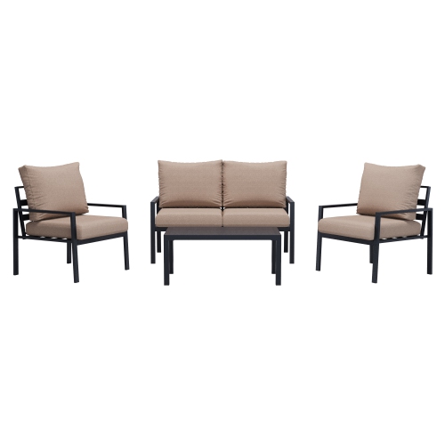 CorLiving Eden Deluxe 4-Piece Aluminum Patio Conversation Set with Cushions