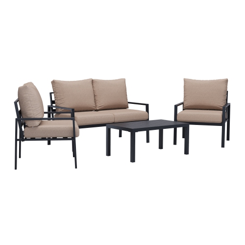 CorLiving Eden Deluxe 4-Piece Aluminum Patio Conversation Set with Cushions