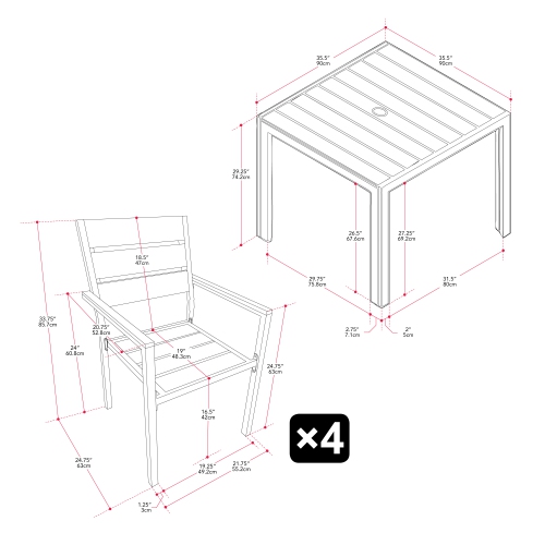 CorLiving 5-Piece Gallant Aluminum Outdoor Dining Set