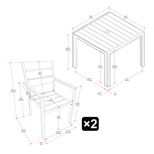 CorLiving 3-Piece Gallant Aluminum Outdoor Dining Set