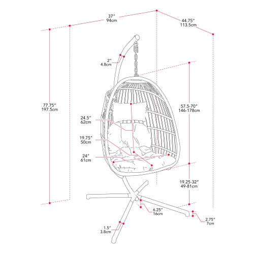 CorLiving Ember Hanging Egg Chair with Cushion