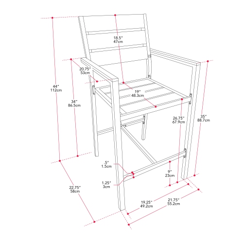CorLiving Gallant Aluminum Outdoor Bar Chair, Set of 2