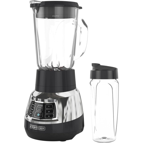 BLACKDECKER  Black+Decker Bl1400Dg-P Quiet Stainless Steel Blender With Cyclone Glass Cup – 900W, Adjustable Speed, 24OZ Personal Blender Jar