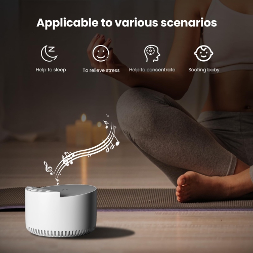 Classic Bluetooth Speaker, Wireless Charging Noise Sound Machine, Sleep Therapy for Adults & Baby Meditation(White)