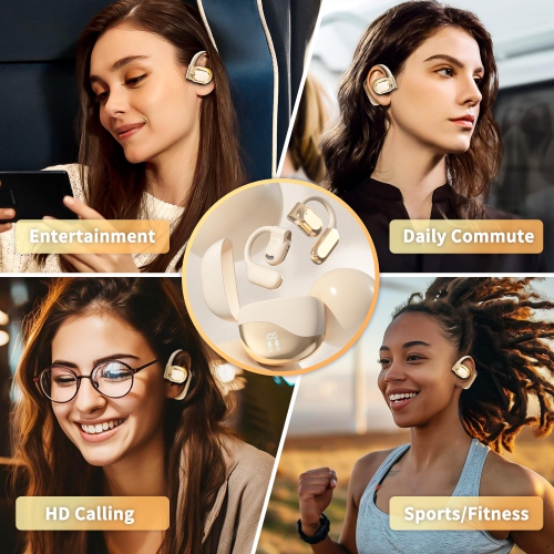 Open Ear Headphones, Earbuds with Ear Hooks, Wireless Earbuds with LED Displa, Running Headphones Ultra-Clear Sound Quality, Design for Running