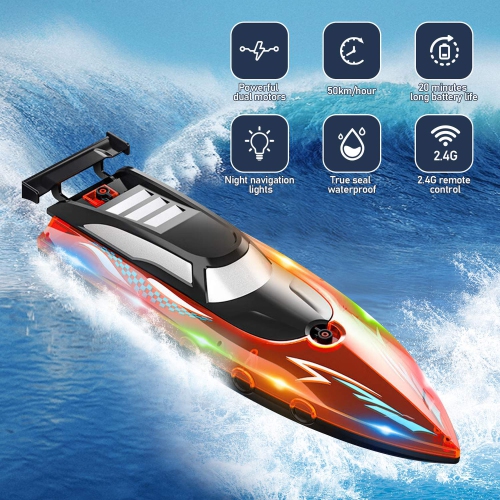 RC Boat Remote Control Boats for Pools Lakes for Boys Girls 4-12 Years(RED)