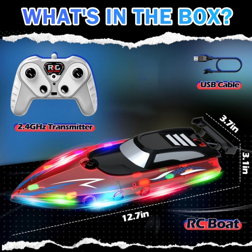 RC Boat Remote Control Boats for Pools Lakes for Boys Girls 4-12 Years(RED)